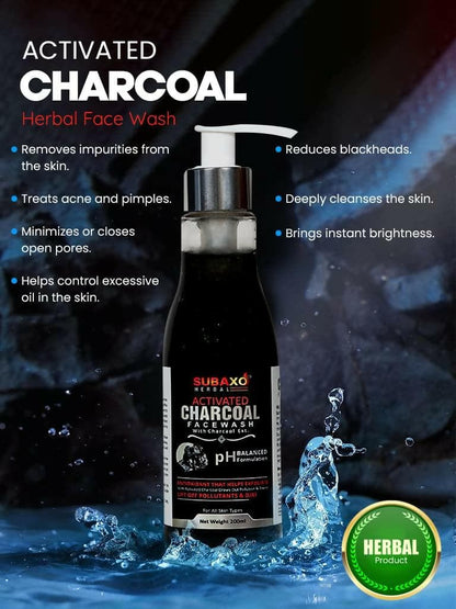 SUBAXO Charcoal Herbal Face Wash(100 ml) and Activated Charcoal Face Wash(200 ml) - HalfPe