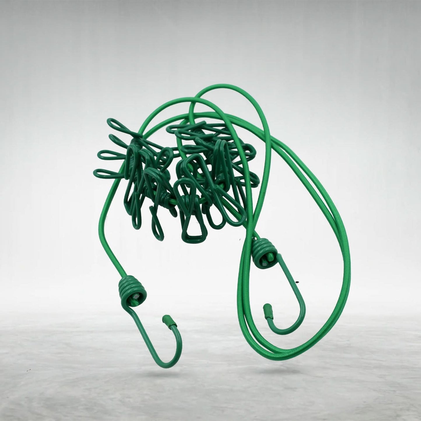 Elastic Cloth Drying Rope With 12 Metal Clip Portable Clothes Line For Home Travel