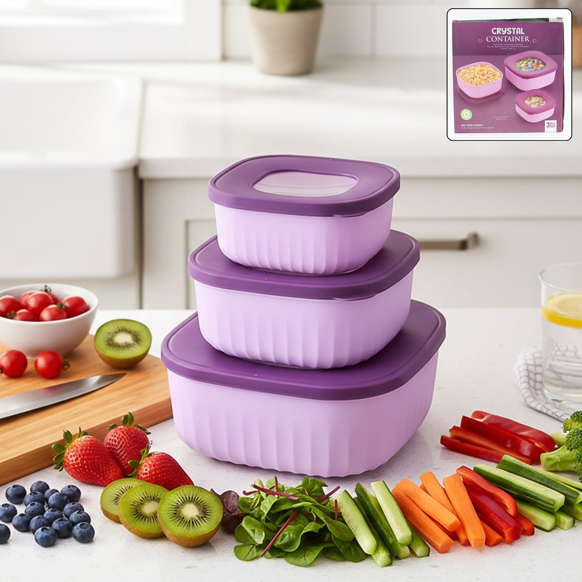 Premium 3 Piece Food Storage Container Set HP DD