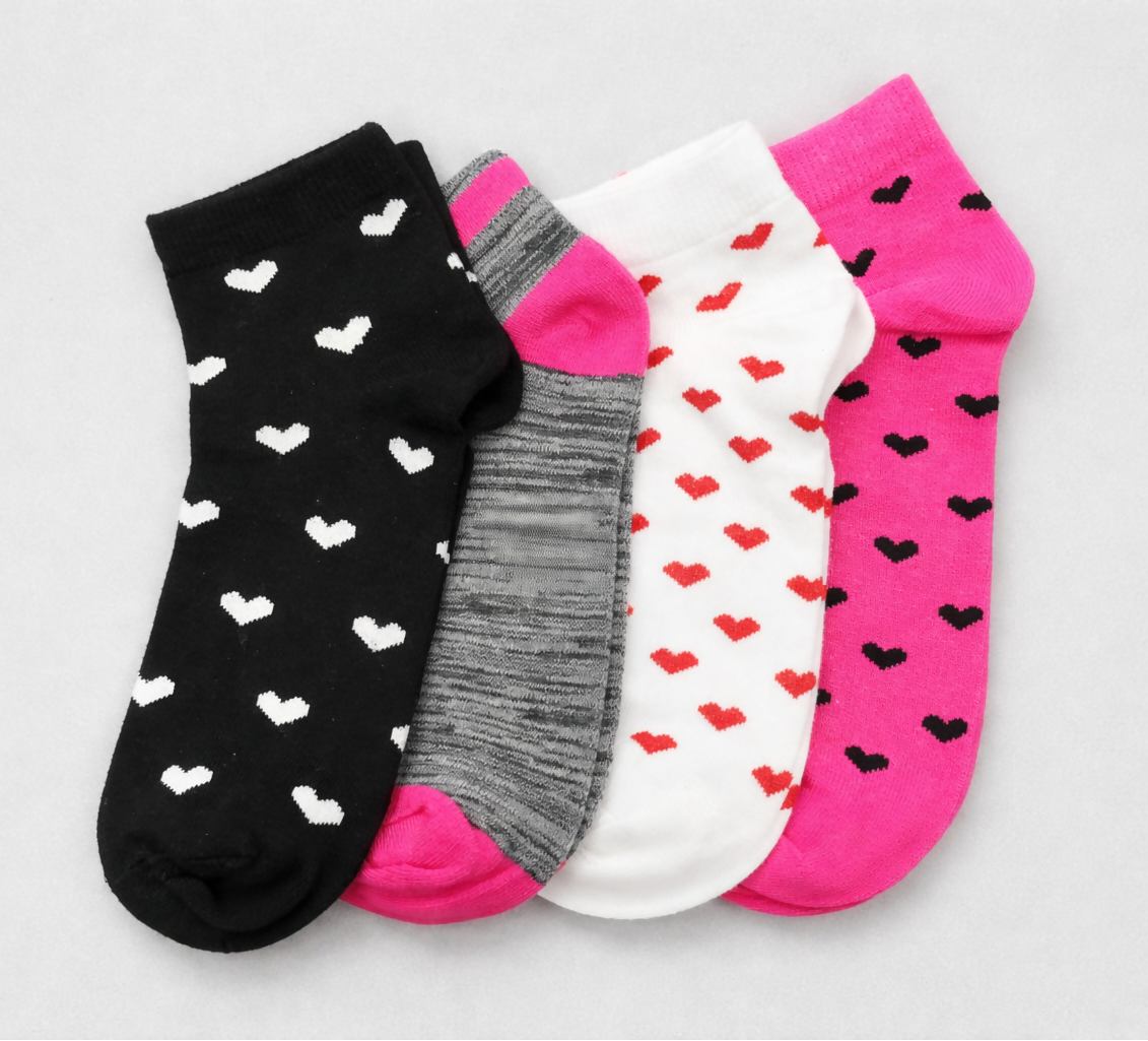Cute Heart Printed Cotton Ankle Socks for Women Girls Soft Breathable Daily Wear RITEX OVERSEAS