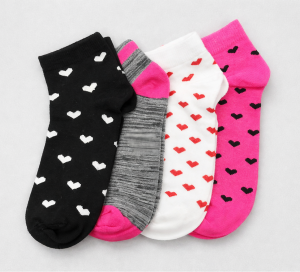 Cute Heart Printed Cotton Ankle Socks for Women Girls Soft Breathable Daily Wear RITEX OVERSEAS