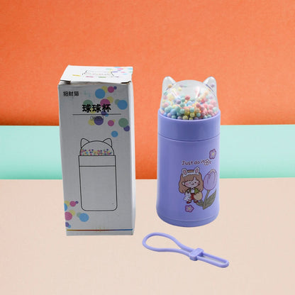 350ml Girls’ Glass Water Bottle Sparkle Strap & Cat Lid