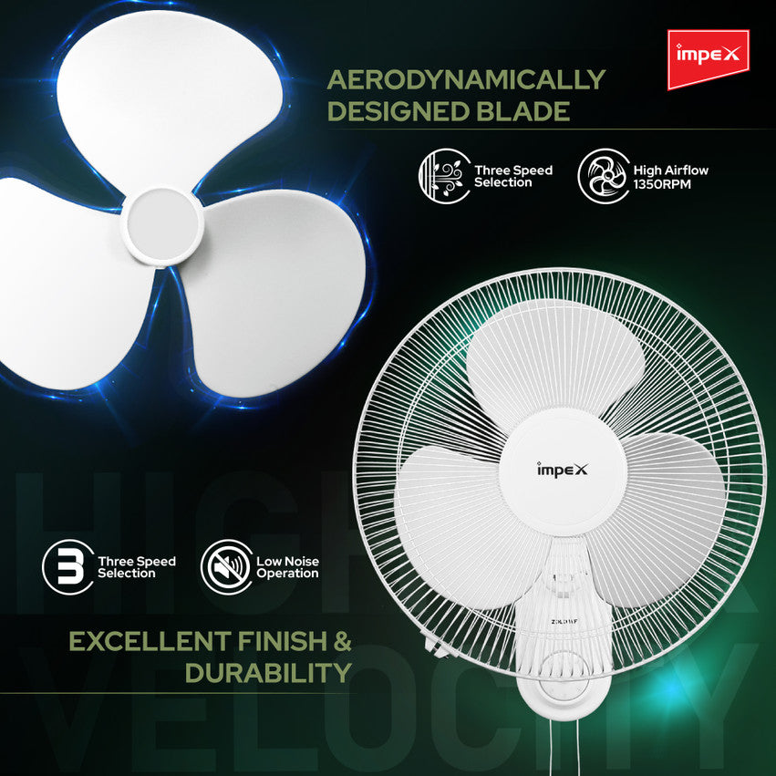 Impex Zolo WF 400 mm Wall Fan – White