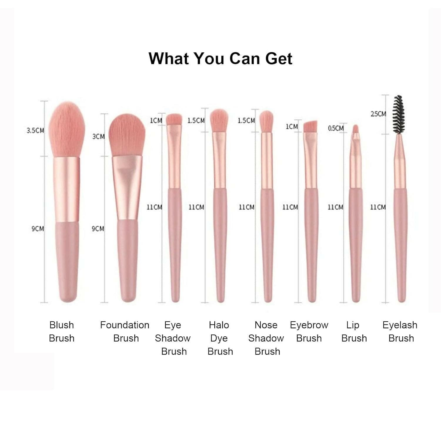 WK-Makeup Brush set of 8 pcs(Pink) - HalfPe