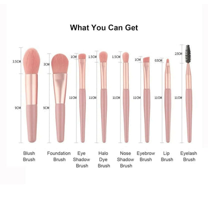 WK-Makeup Brush set of 8 pcs(Pink) - HalfPe