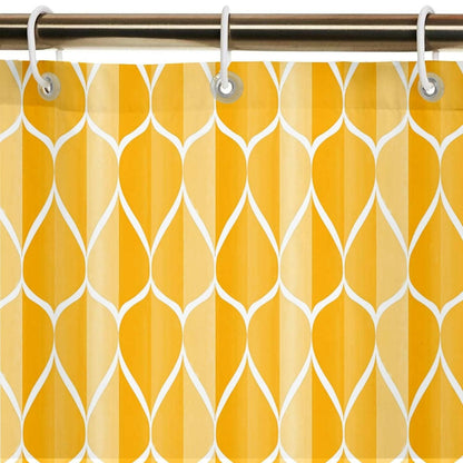 Lushomes Bathroom Shower Curtain with 12 Hooks and 12 Eyelets, Printed Weave Designer Bathtub Curtain, Non-PVC, Water-repellent bathroom Accessories, Yellow, 6 Ft H x 6.5 FT W (72x80 Inch, Single Pc) - HalfPe