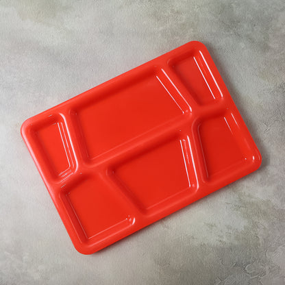 Plastic Multi-compartment Rectangular Meal Serving Tray  Plate 38x27 Cm (1 Pc  Red)
