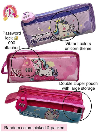 Unicorn Theme Lock Pouch For Kids - HalfPe