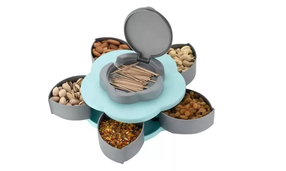 Smart Rotating Candy & Snack Storage Box – 5-Grid Petal-Shaped Organizer ABHI Mobiles
