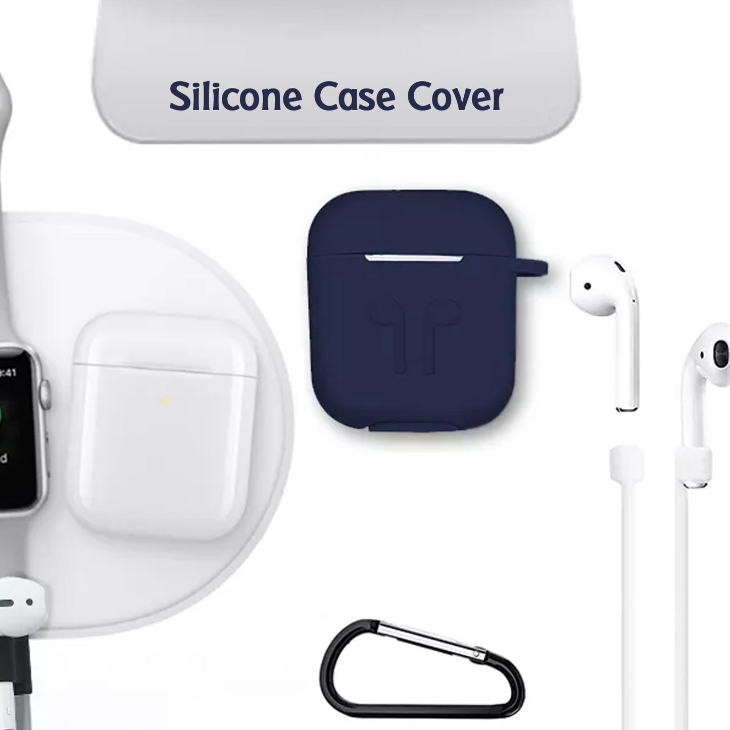 Silicone Shockproof Protection Wireless Headphone Case with Metal Keychain