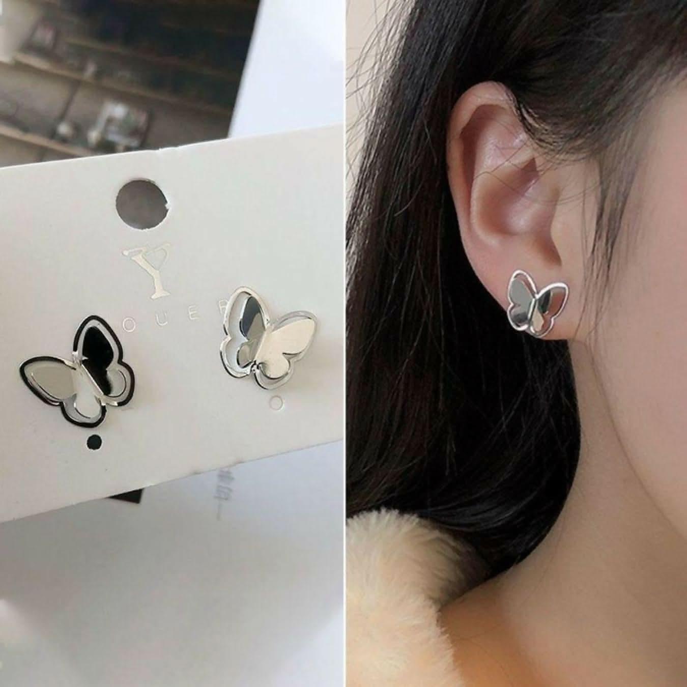 Romantic & Playful Earrings Set Heart and Butterfly Design pinapes
