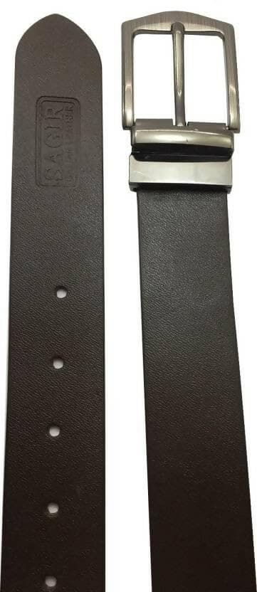 Men Casual Brown Genuine Leather Reversible Belt (Size: 30) - HalfPe