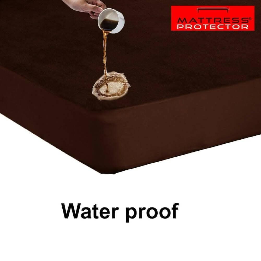 Mattress Protector Coffee Waterproof Cover for Single Bed (72 x 48 inch) - HalfPe