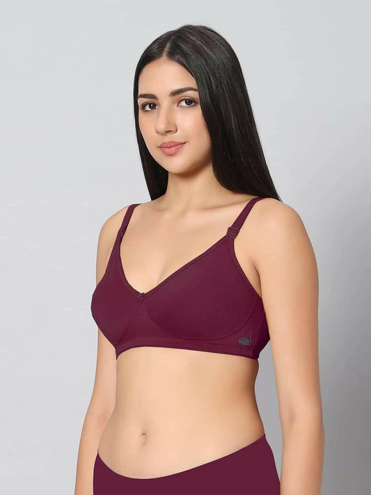 Maroon Non Padded Full Coverage Bra & Panty Set - HalfPe