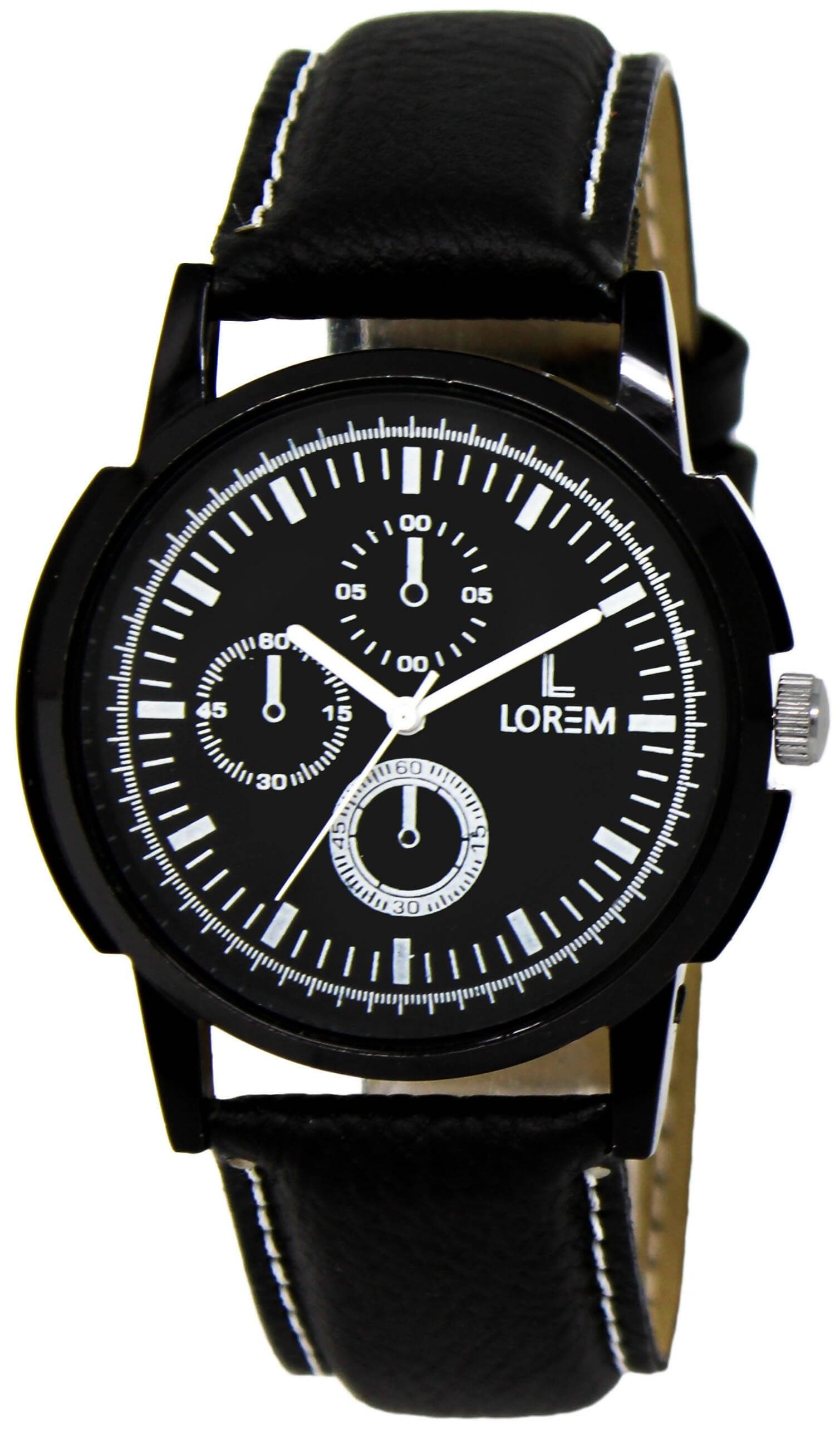 LOREM Black & White Glossy finish Analog Watch For Men LR13 - HalfPe