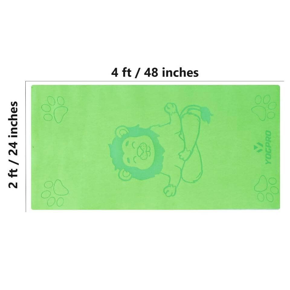 YOGPRO Kids Yoga Mat with Carrying Strap for Children Workout (Green) - HalfPe