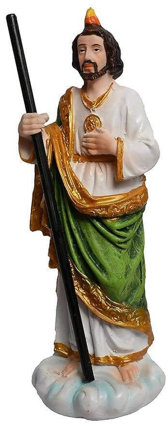 KariGhar Resin St Jude the Apostle, St Jude, Jude of James, Judas Thaddaeus or Lebbaeus, Catholic Idol, Religion Figures, Multicolor, 5 x 6 x 15 Cm - HalfPe