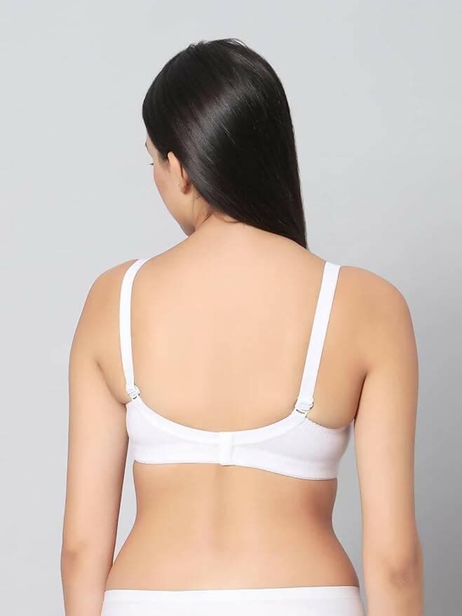 Non Padded Center Lace Bra (White) - HalfPe