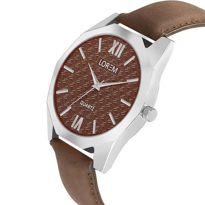 LOREM Brown 3d embossed Dial Analog Watch For Men LR85 - HalfPe