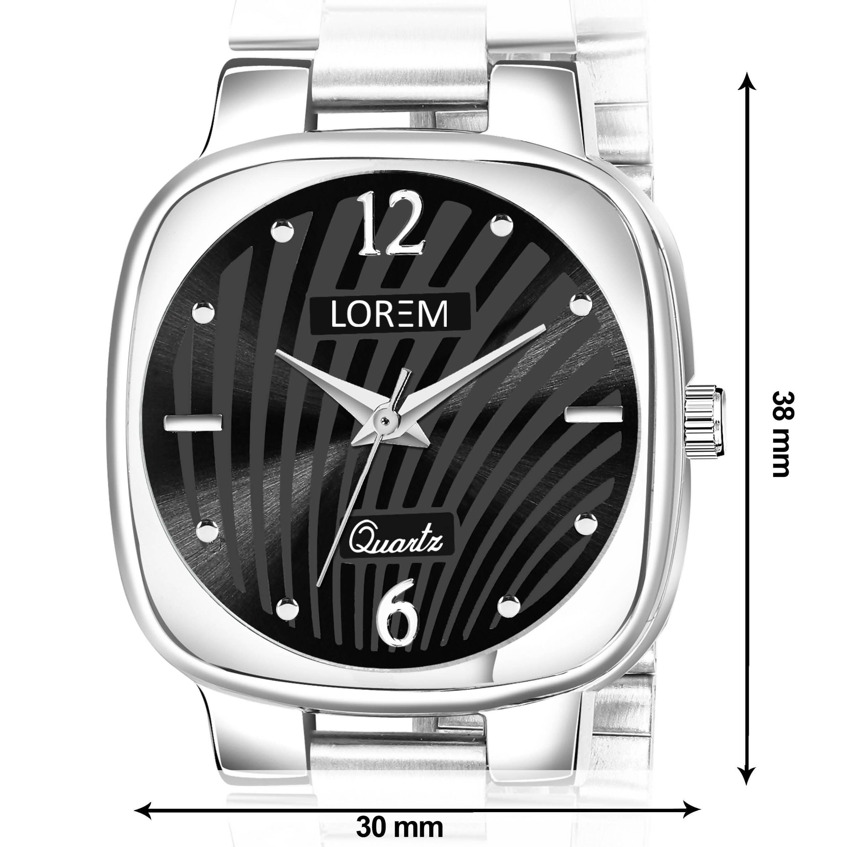 LOREM Black Abstract Floral Analog Watch For Women LR305 - HalfPe