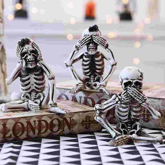 Skeletons Statue Set Of 3pcs Hear See Speak - HalfPe