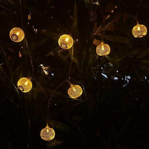 Golden Metal Lantern Copper String Fairy Light (14 lights) - HalfPe