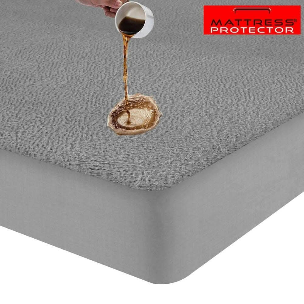 Mattress Protector Grey Cover for Double Bed 72 x 48 inch - HalfPe