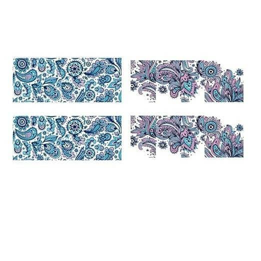 SENECIO 2 Style Patterns Turquoise Blue Pink Blooming Water Transfer Nail Art Decal Sticker(2 Sheet) - HalfPe