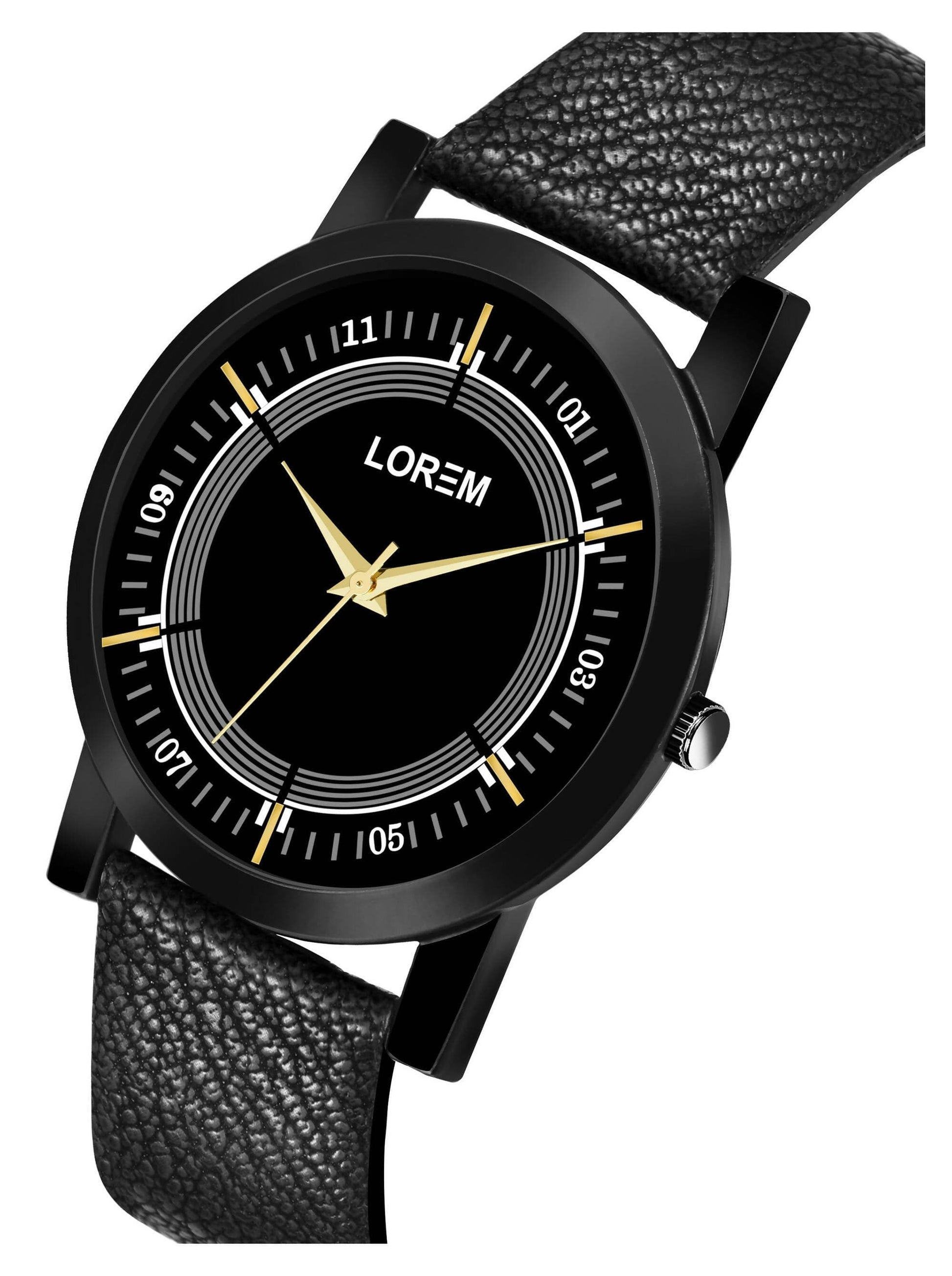 LOREM Black Sllim Analog Watch For Men LR48 - HalfPe