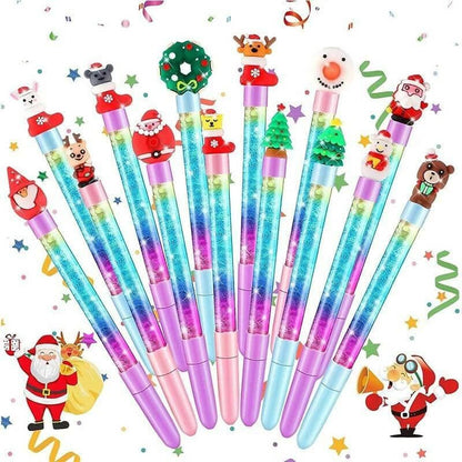 Le Delite christmas return gifts -10 piece xmas creative water glitter gel pens - HalfPe