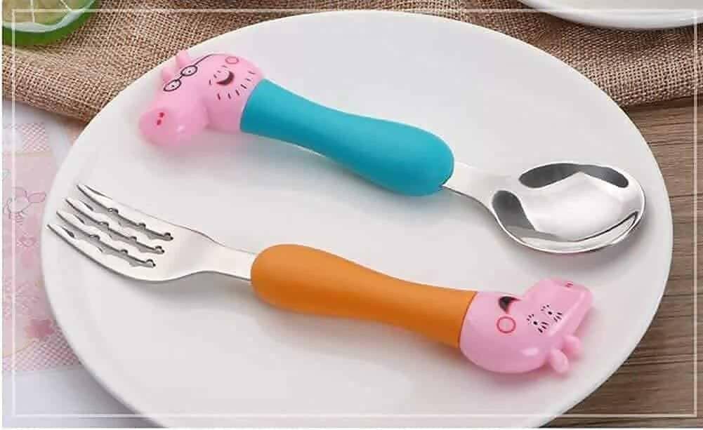 Pink Pig Peppa Pig Spoon Fork Set – Adorable Kids’ Utensils - HalfPe