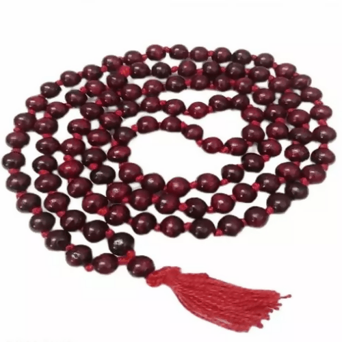 SENECIO Lal Chandan Red Sandalwood Wooden Handmade Original Jaap Mala(108 Beads) - HalfPe