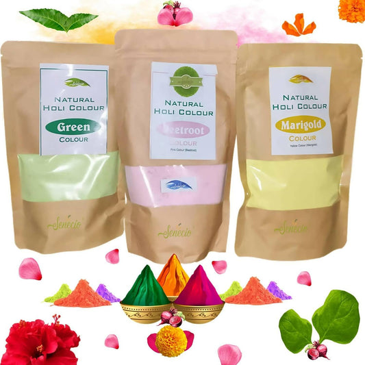 SENECIO Organic 100% Natural Holi Gulaal I 3 Colours 200g Each - HalfPe