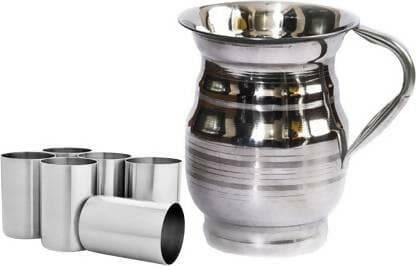 SHINI LIFESTYLE Stainless Steel Jug or 12 Glass combo Set - HalfPe