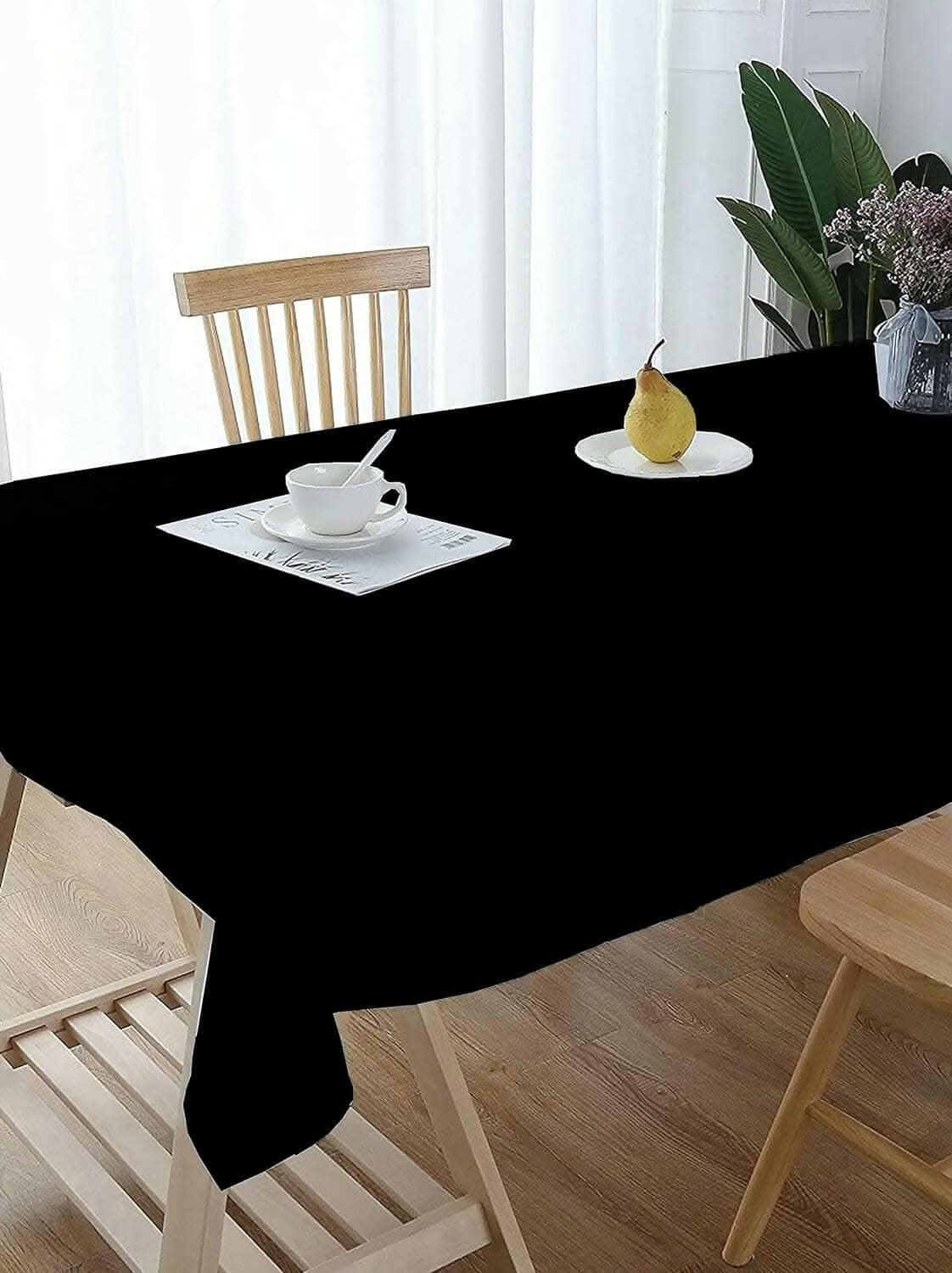 Lushomes Dining Table Cover 6 Seater, Classic Plain Dining Table Cover Cloth (Size 60 x 70”, 6 Seater Table Cloth) (Black) - HalfPe