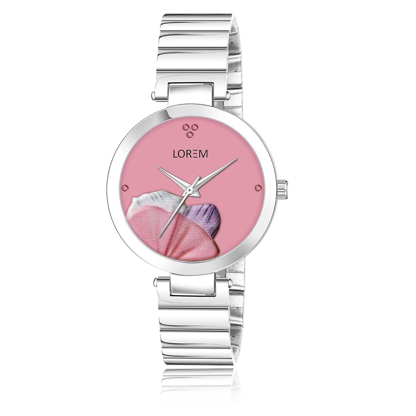 LOREM Pink Flower Designer Analog Watch For Women - HalfPe