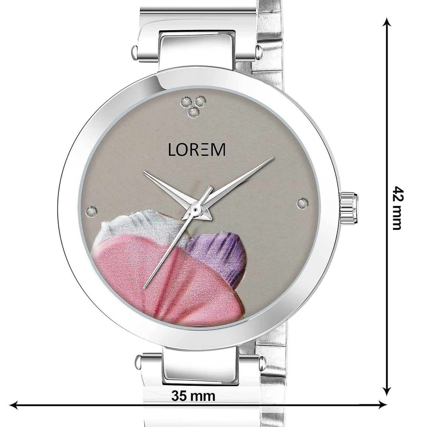 LOREM Grey Flower Designer Analog Watch For Women - HalfPe