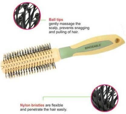 Bingeable Premium Round Hair Brush with Soft Bristles (Yellow/ Multicolor) - HalfPe