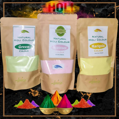 SENECIO Organic 100% Natural Holi Gulaal Herbal Rangoli I 3 Colours 100g Each - HalfPe