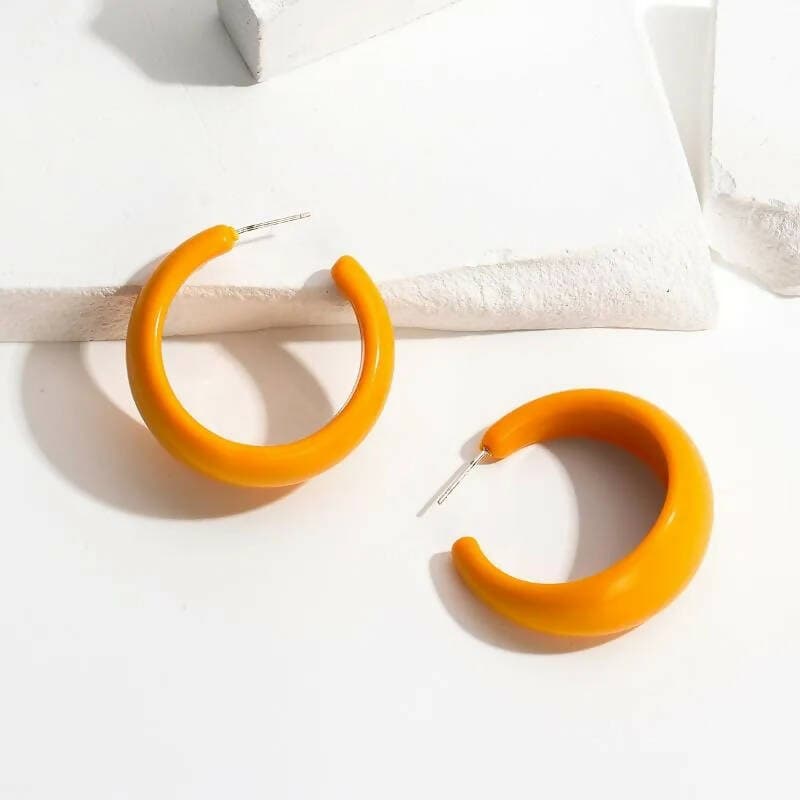 Pinapes fashion simple personality trendy hoop earrings acrylic C shape chunky earrings - HalfPe