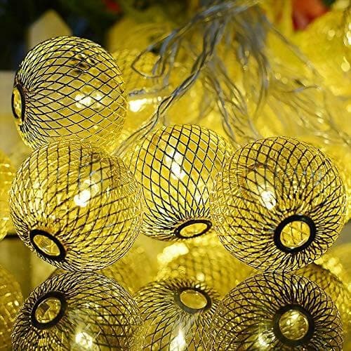 Golden Metal Lantern Copper String Fairy Light (14 lights) - HalfPe