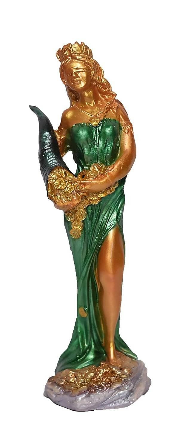 KariGhar Goddess of Fortune/Abundance Idol Perfect for Home, Room, Gifting & Decoration (Green) - HalfPe