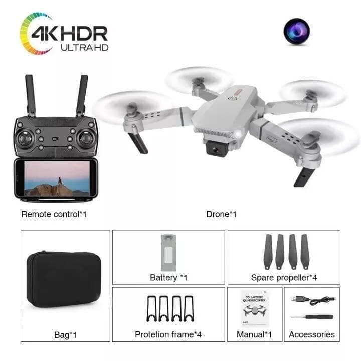 2024 New Quadcopter E88 Pro WIFI FPV Drone With Wide Angle HD 4K 1080P Camera Height Hold RC Foldable Quadcopter Drone | Gift Toy - HalfPe