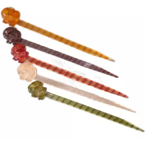 SENECIO® 5Pc Clear Acrylic Printed Random Pattern Colorful Hair Stick For Bun - HalfPe