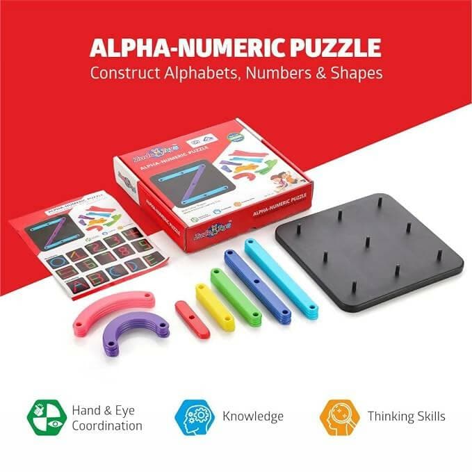 ZUDO TOYS Alpha Numeric Puzzle - Alphabet Construction Puzzle Toys for Kids - HalfPe