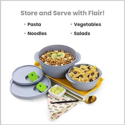 Grey Micro Dynasty Food Storage Containers with Air Vent Lid, BPA Free, Microwave & Dishwasher Safe, (Set of 2) - HalfPe