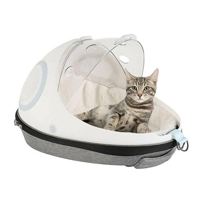 PetGains PGHC Egg-Shaped pet Travel Backpack Carrier (White) - HalfPe