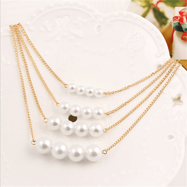 Pinapes 4 Layer Pearl Elegant White Layered Choker Necklace for Girls & Women’s - HalfPe