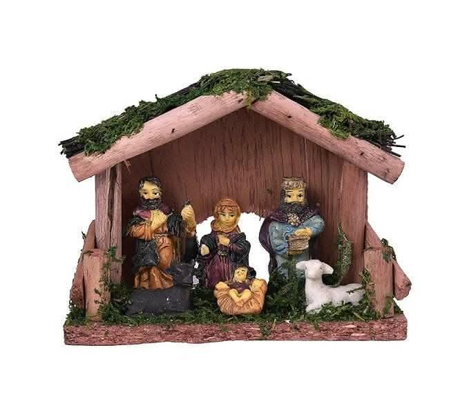 MANTOUSS Christmas Double Decker Plum Cake(300gms) Gift Box/ Christmas Cake Gift Hamper+ Christmas Nativity Jesus Family Statue + Christmas Card + Santa Cap - HalfPe