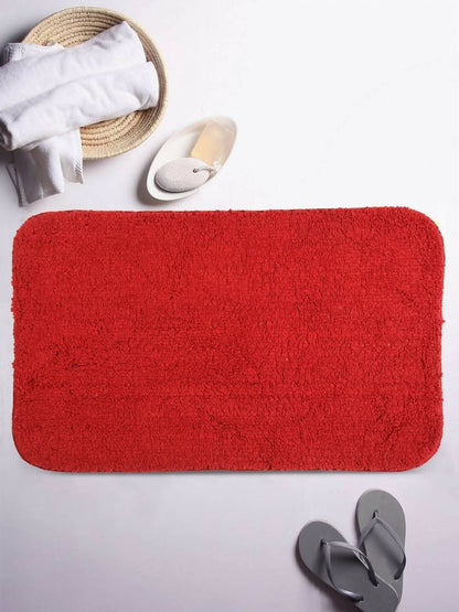 Lushomes Bathroom Mat, floor mats for home, anti slip mat, non slip mat 1800 GSM Floor Mat with High Pile Microfiber, anti skid mat for bathroom floor (12 x 18 Inch, Single Pc, Maroon) - HalfPe